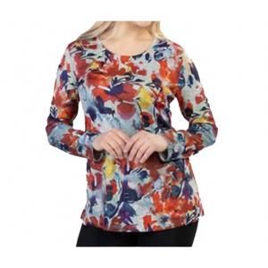 NEW VARIATIONS autumn floral splash top in multi